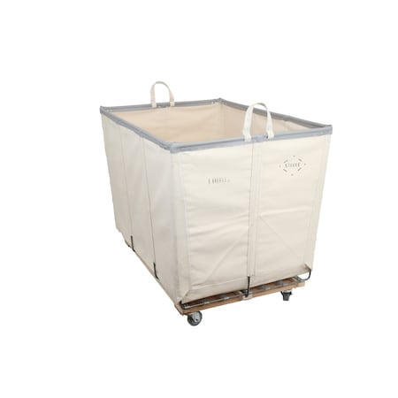 Steele Canvas Basket 18 BU Permanent Truck Natural Canvas w/Grey Vinyl - 3in Casters Diamond Mount 9418CNATVGRYW3